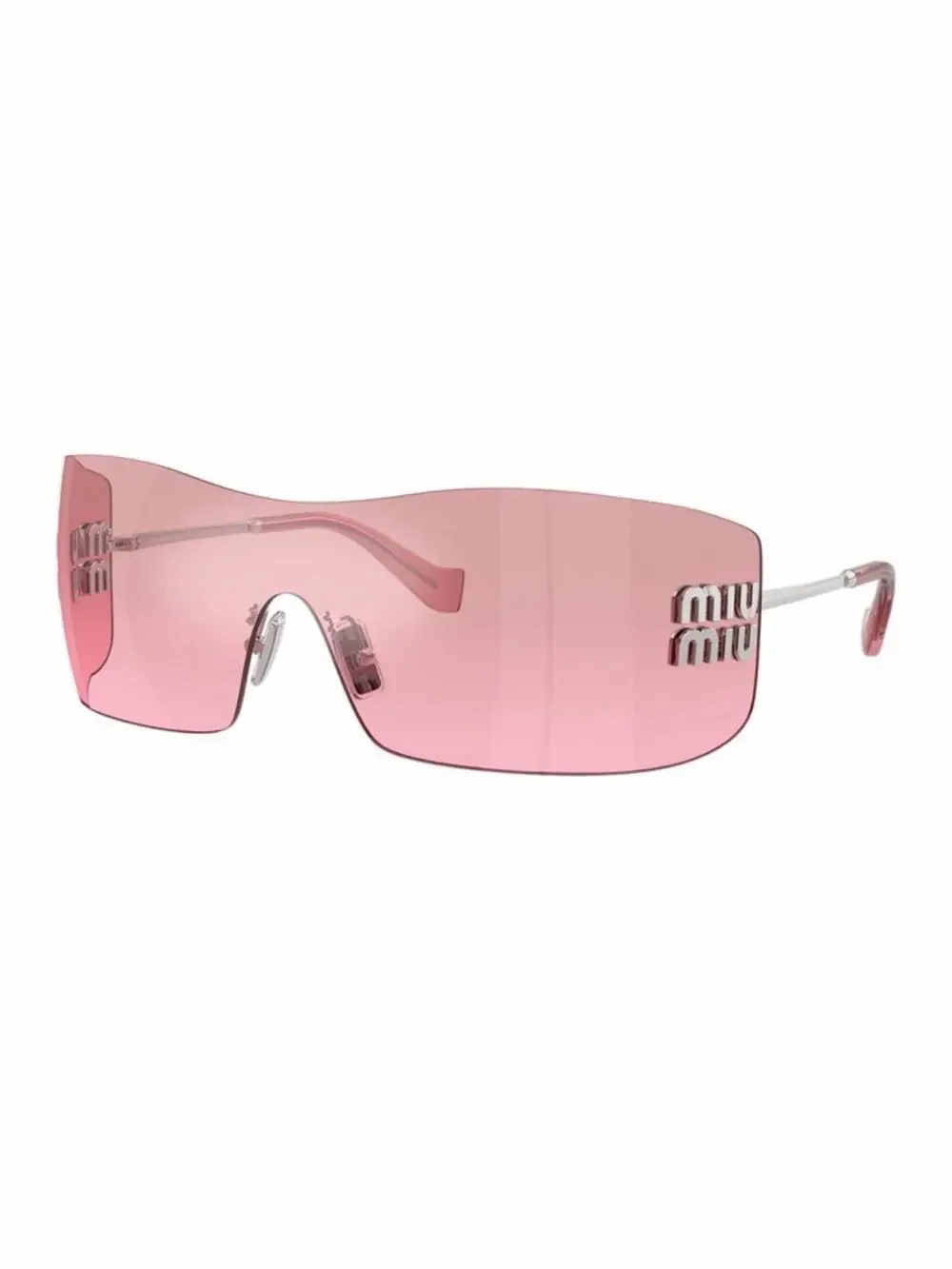 NEW!!! Miu Miu MUB53S 1BC70Y Pink Rimless Shield Sunglasses Authentic